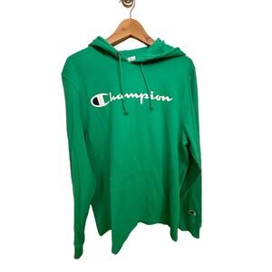 Champion Men's Medium Bright Kelly Green Hoodie Logo T-Shirt Sweatshirt